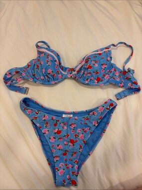 wild fable Blue Floral Underwire Bikini Set